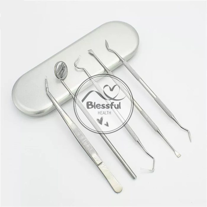 1 Set Dental Pick & Mirror Tools S.S Sculpture Instrument Oral Hygiene Kit - Image 5